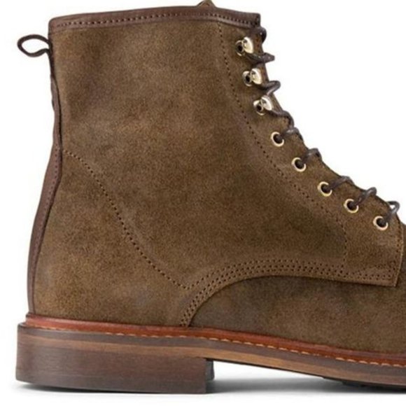 NEW $195 Shoe The Bear Mens Curtis Waxed Suede Khaki Green Ankle Boots 44 US 11 - Picture 3 of 7